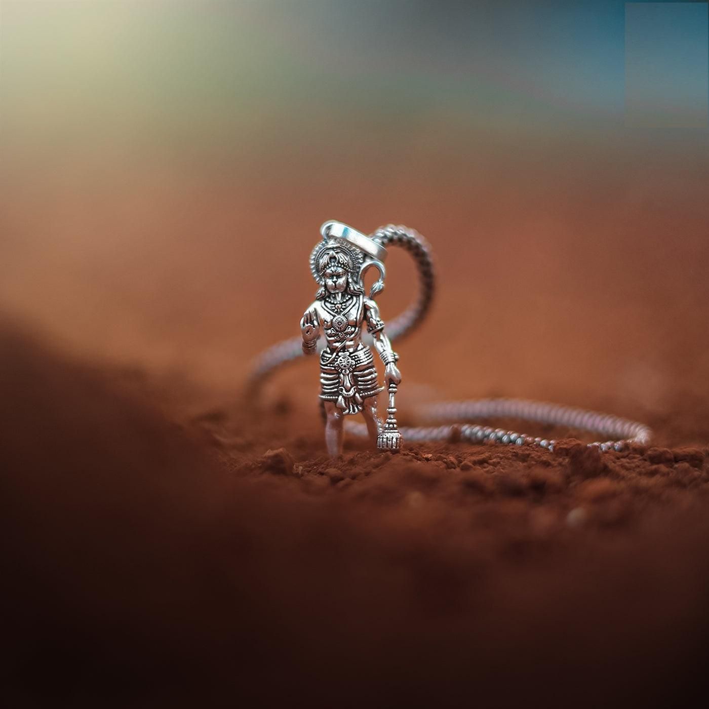 Silver Plated Hanuman Pendant with Chain