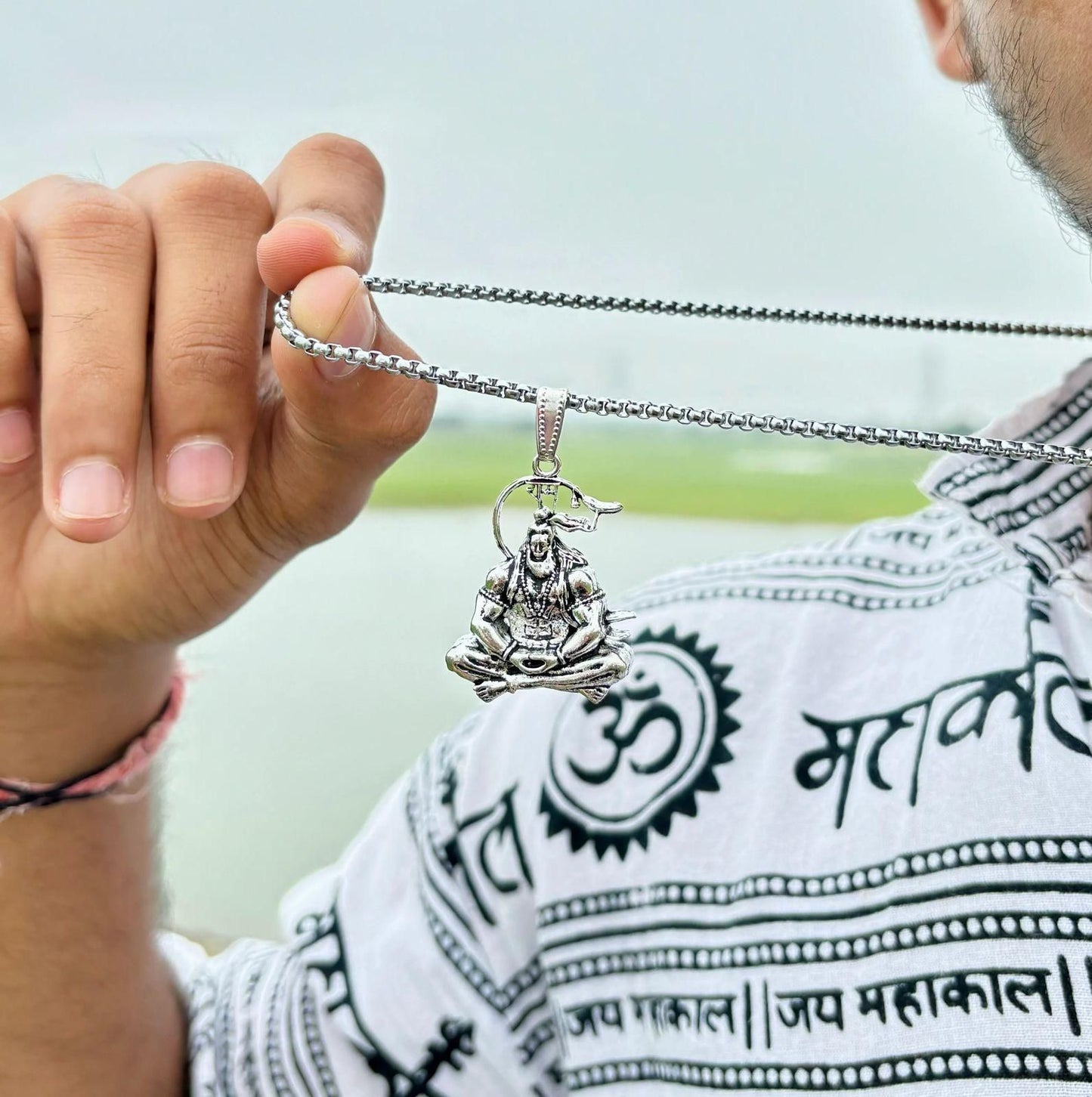 Silver Plated Lord Hanuman Chain With Pendant (Pack of 4)