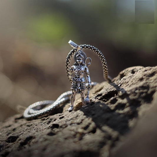 Silver Plated Hanuman Pendant with Chain