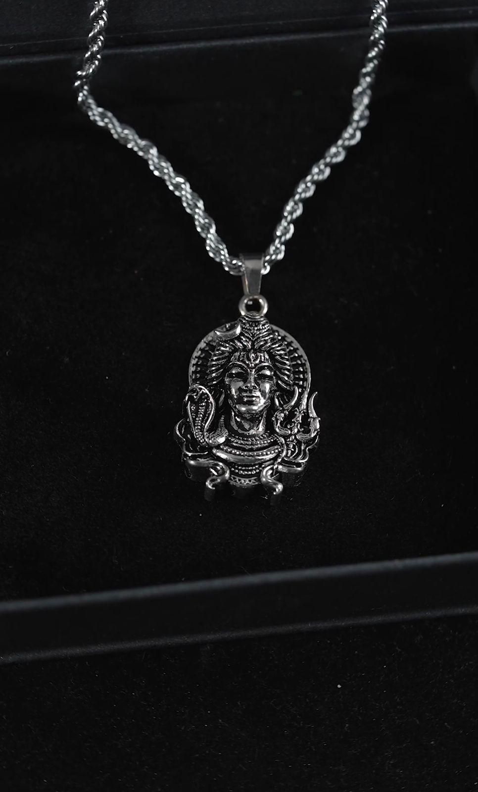 Silver Plated Shiv Pendant with Chain