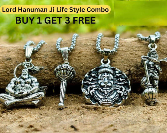 Silver Plated Lord Hanuman Chain With Pendant (Pack of 4)
