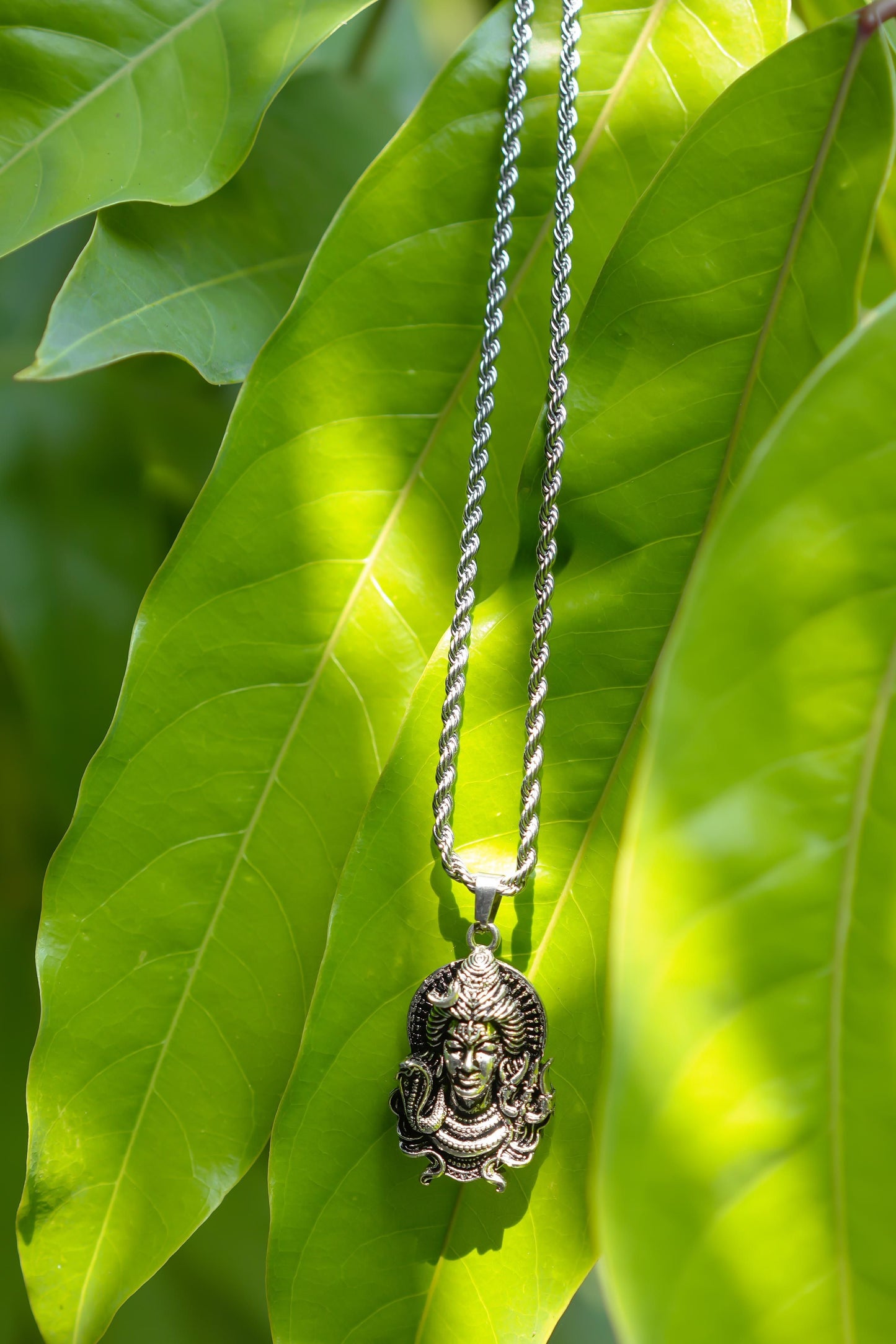 Silver Plated Shiv Pendant with Chain