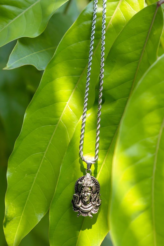 Silver Plated Shiv Pendant with Chain