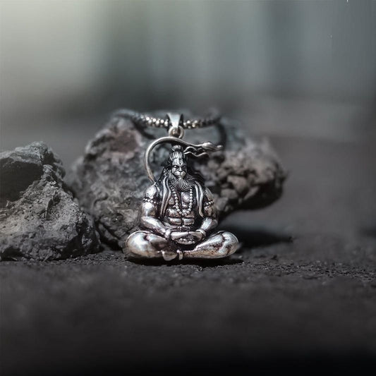 Hanuman Silver Coated Locket With Chain