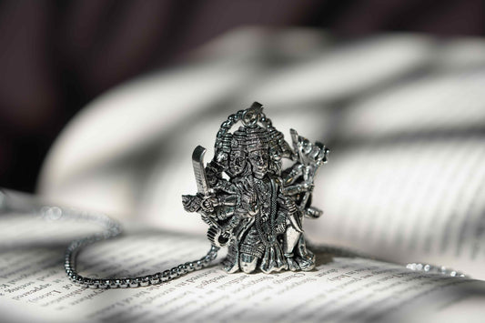 Silver Plated Panchamukhi Hanuman Pendant With Chain