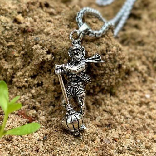 Silver Plated Lord Hanuman Chain With Pendant (Pack of 4)