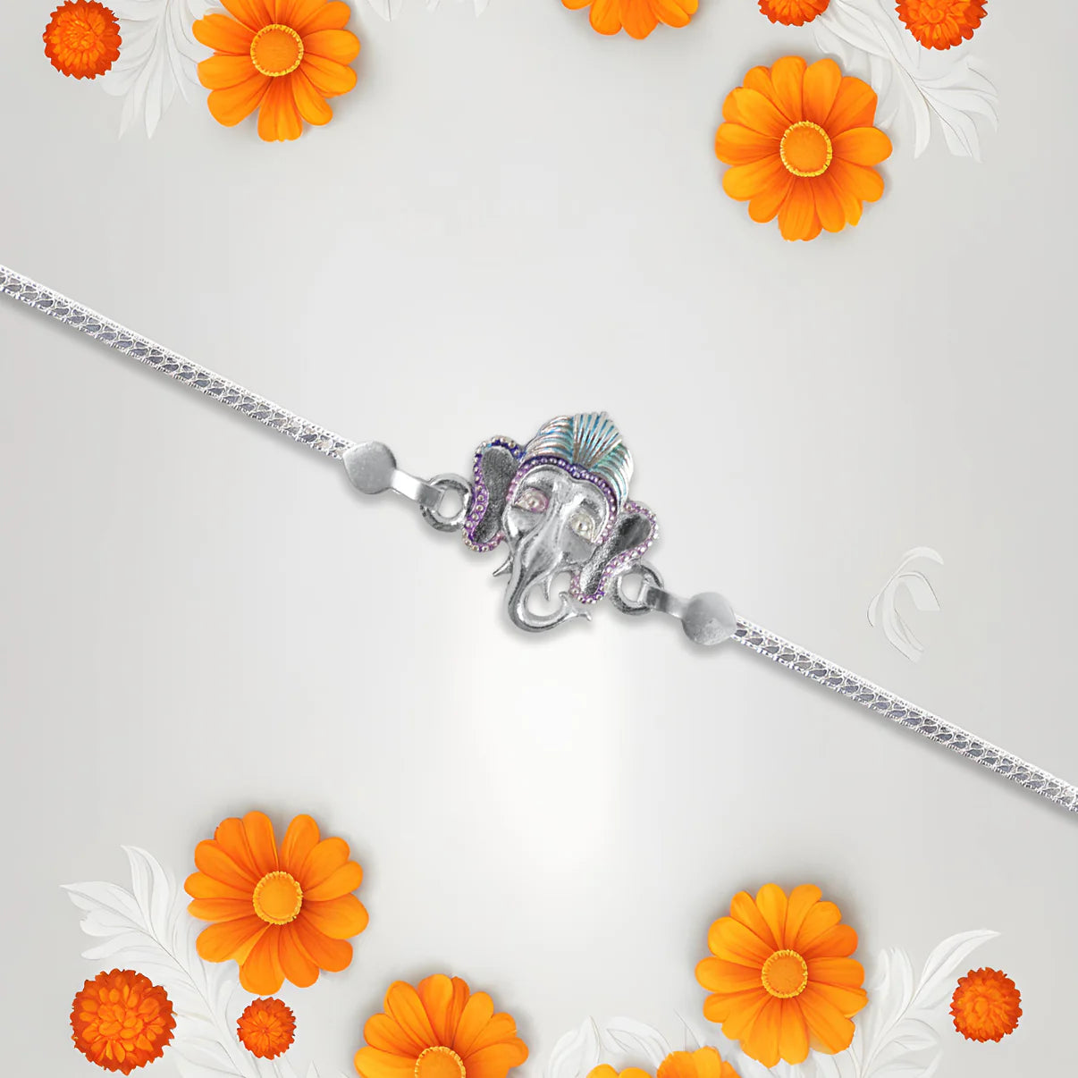 Silver Plated Ganesh Rakhi